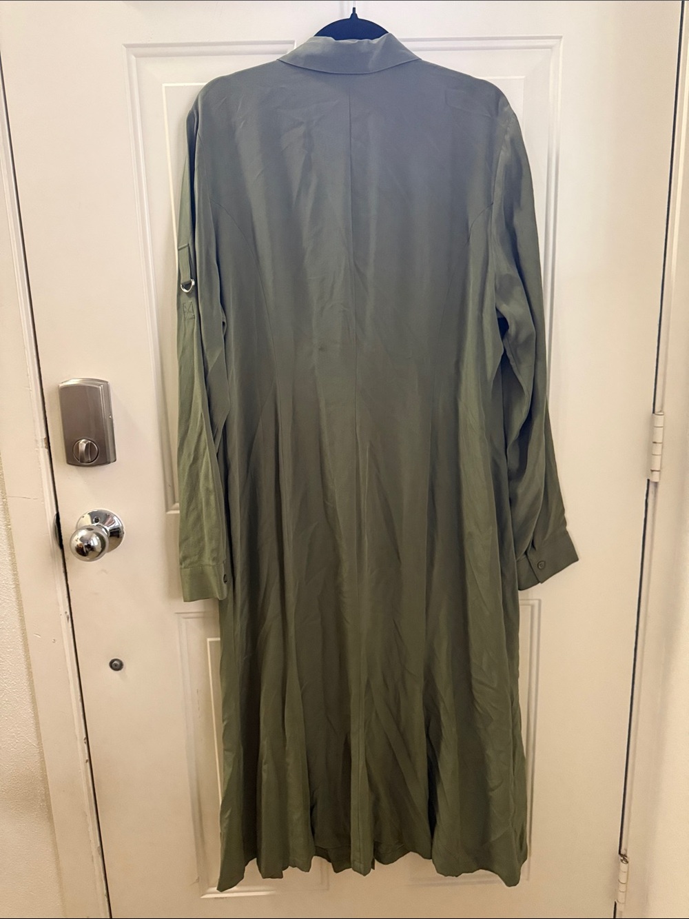 Spiegel Olive Green Maxi Shirt Dress- 100% silk - Picture 9 of 9